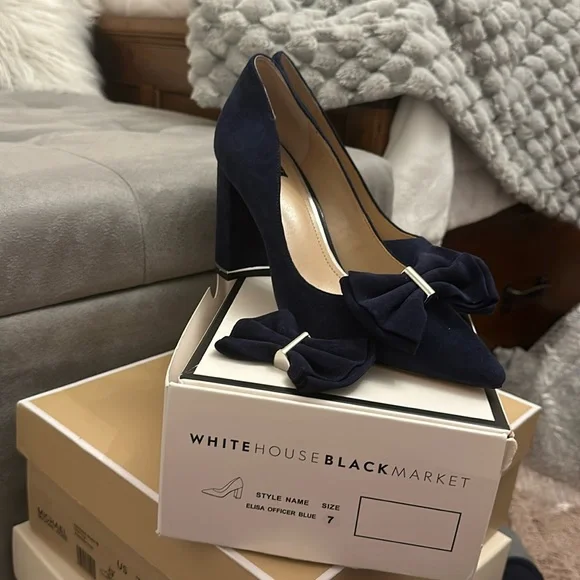 White House Black Market 3.5inch heels. Color is Elisa Officer Blue. - Picture 1 of 4